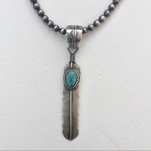 Navajo “Pearls” & pendant w/ Spiderweb Turquoise